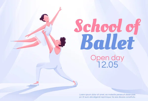 Scuola Balletto Banner Modello Vettoriale Piatto Brochure Concept Design Poster — Vettoriale Stock