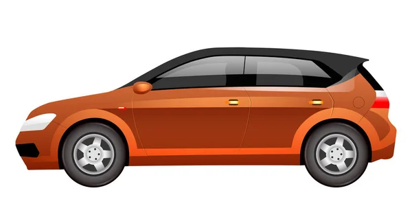 Oranje Hatchback Cartoon Vector Illustratie Ruime Familie Auto Platte Kleur — Stockvector