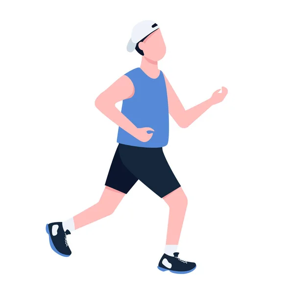 人在平面彩色矢量外慢跑 没有人脸 穿着运动服和运动鞋在户外跑步的男性慢跑者 为网页平面设计和动画训练孤立的卡通画 — 图库矢量图片