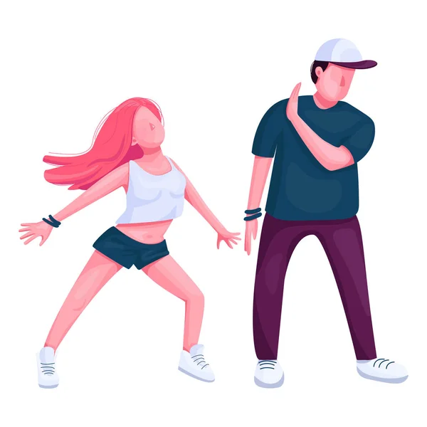 Zeitgenössische Tänzer Paaren Sich Mit Flachen Farbvektoren Gesichtslosen Charakters Menschen — Stockvektor