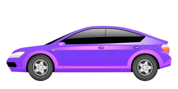 Paarse Sedan Cartoon Vector Illustratie Violet Elektrische Auto Futuristisch Voertuig — Stockvector