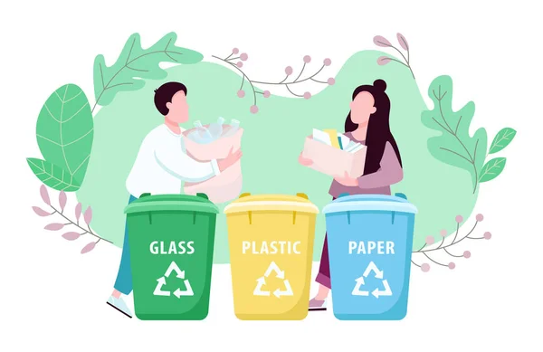 Odpadové Hospodářství Ekologické Bydlení Vektorový Web Banner Plakát Oddělení Odpadků — Stockový vektor