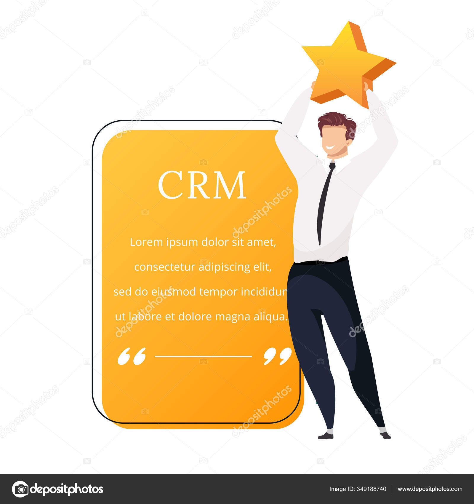 Crm Flat Color Vector Character Quote Smiling Businessman Holding Star Stock Vector Image By C Ntlstudio