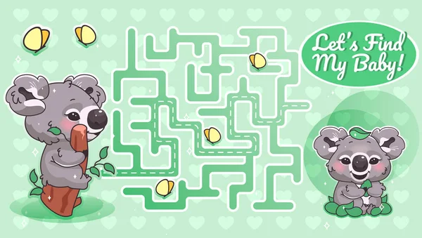 Finden Wir Mein Baby Grünes Labyrinth Mit Zeichentrickfigur Vorlage Australische — Stockvektor