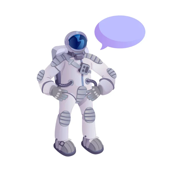 Spaceman Spacesuit Flat Cartoon Vector Illustration Explorador Del Universo Plantilla — Archivo Imágenes Vectoriales
