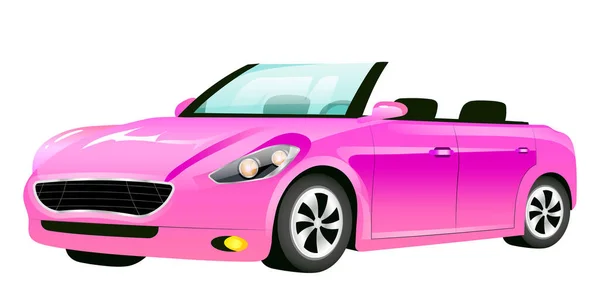 Illustration Vectorielle Dessin Animé Rose Cabriolet Voiture Élégante Pour Femmes — Image vectorielle