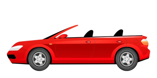 Rotes Cabrio Cartoon Vektor Illustration Modische Sommer Auto Ohne Dach — Stockvektor