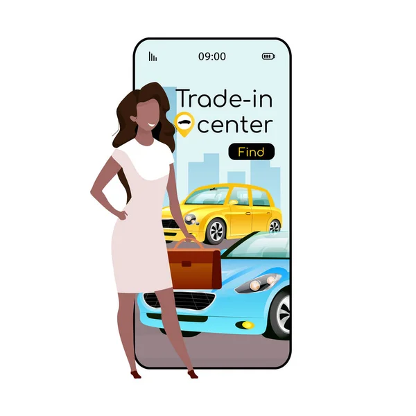 Comercio Centro Dibujos Animados Pantalla Aplicación Vectores Teléfonos Inteligentes Pantalla — Vector de stock