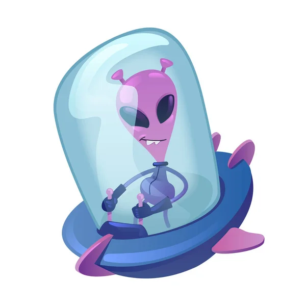 Alien Spacescraft Flat Cartoon Vector Illustration Nave Extraterrestre Conduzir Pronto — Vetor de Stock