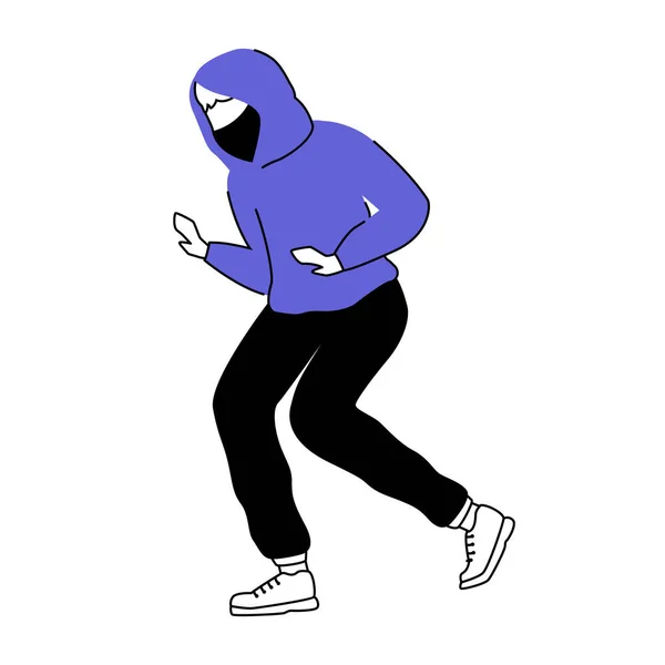 Homme Masque Sweat Capuche Silhouette Plate Illustration Vectorielle Personne Suspecte — Image vectorielle