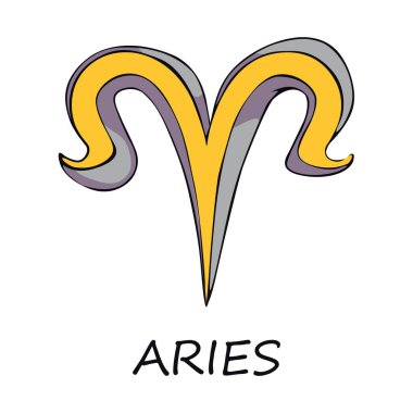 Koç burcu düz çizgi film vektör çizimi imzaladı. Göksel koç esrarengiz ateş sembolü. Astrolojik takımyıldız nesnesi. Ay öngörüsü yıldız haritası elementi. İzole edilmiş el çizimi ögesi