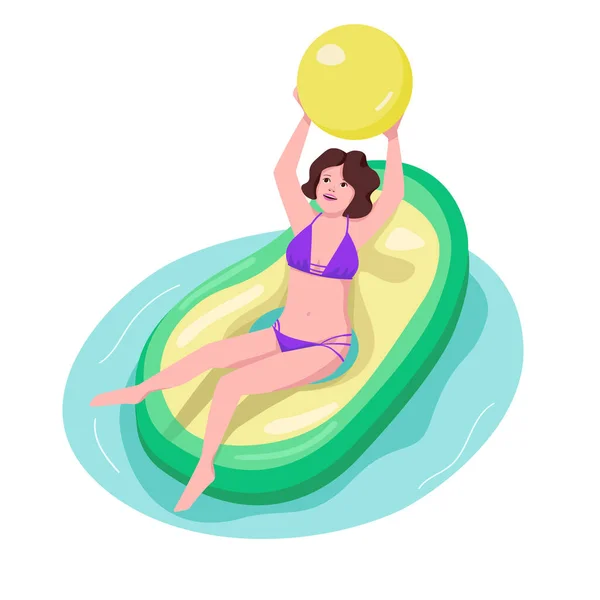 Femme Active Dans Piscine Couleur Plate Personnage Vecteur Fit Girl — Image vectorielle