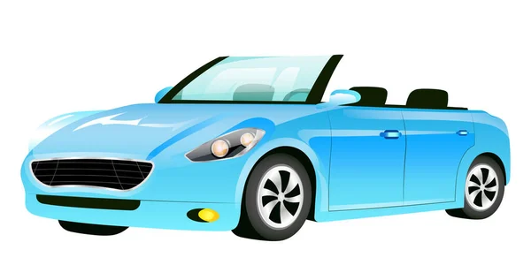 Blauwe Cabriolet Cartoon Vector Illustratie Modieuze Auto Zonder Dak Platte — Stockvector