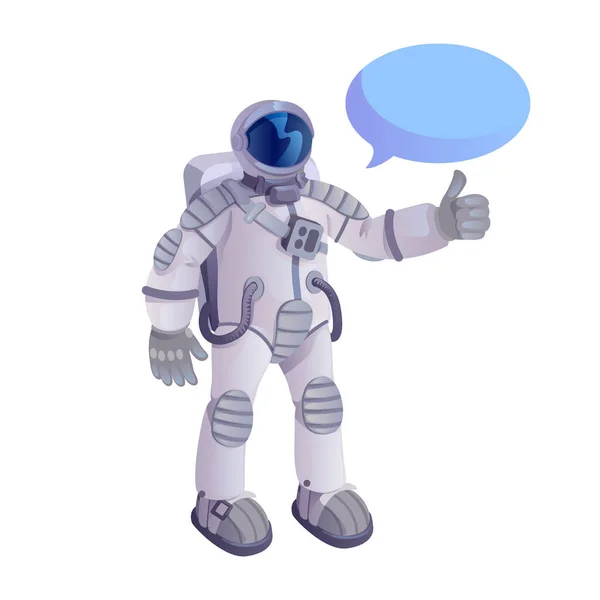 Astronaute Montrant Pouce Vers Haut Illustration Vectorielle Dessin Animé Plat — Image vectorielle