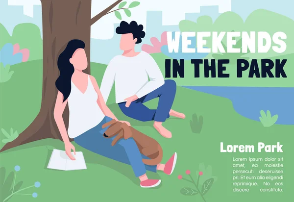 Weekend Banner Del Parco Modello Vettoriale Piatto Brochure Concept Design — Vettoriale Stock