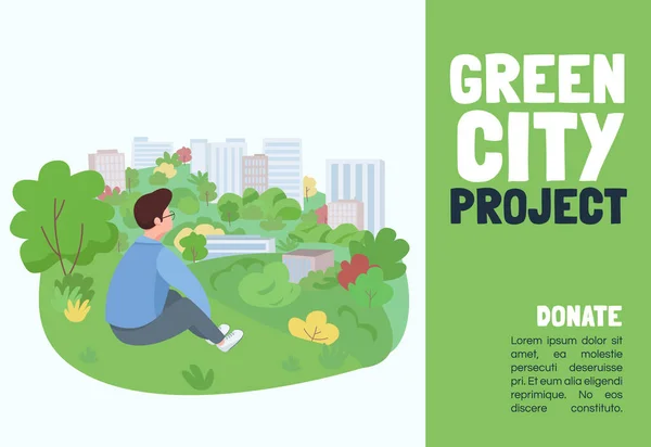 Projeto Cidade Verde Banner Modelo Vetorial Plana Brochura Design Conceito — Vetor de Stock
