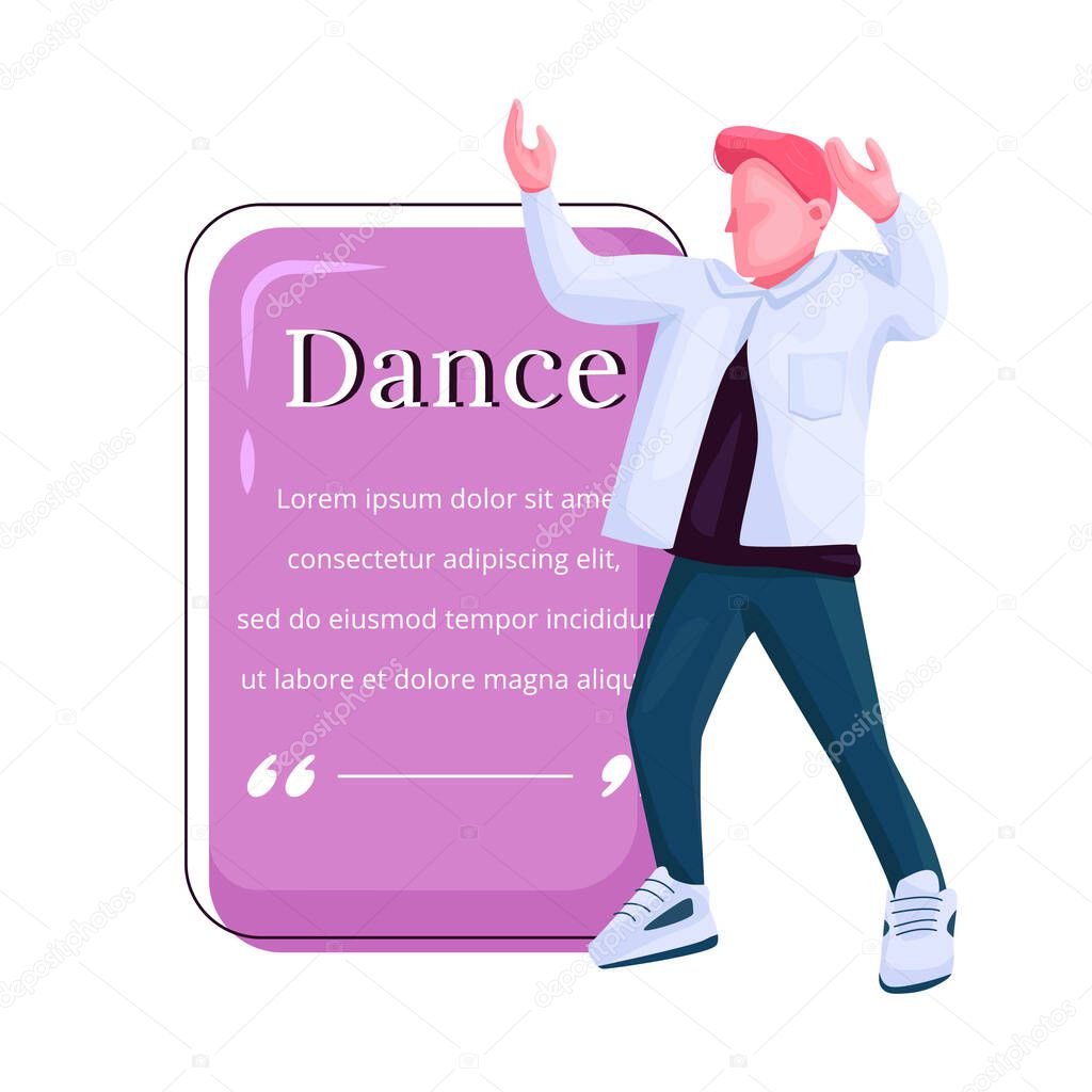 Male Stylish Dancer Flat Color Vector Character Quote Guy Free Dancing Fashionable Man Moving In Club Citation Blank Frame Template Speech Bubble Quotation Empty Text Box Design Premium Vector In Adobe