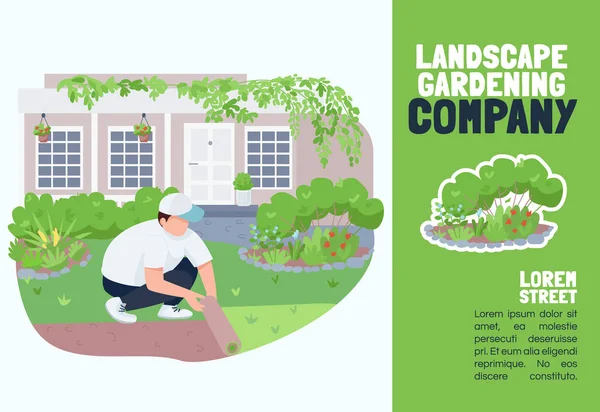 Modèle Vectoriel Plat Bannière Entreprise Jardinage Paysage Brochure Conception Concept — Image vectorielle