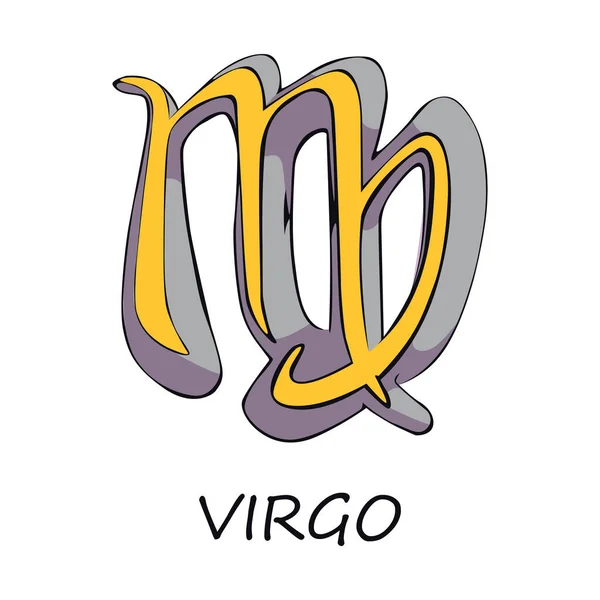 처녀자리 황도대 Virgo Zodiac 그림이다 신화적 천상의 점성학적 점성술 차트노란 — 스톡 벡터