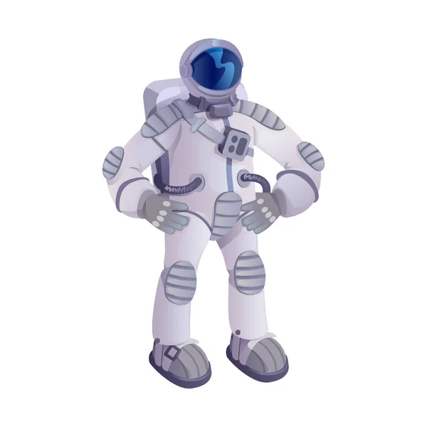 Illustration Vectorielle Dessin Animé Spaceman Astronaute Cosmonaute Combinaison Spatiale Explorateur — Image vectorielle