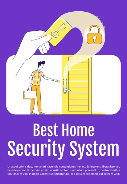 Beste Home Security System Poster Flache Silhouette Vektor Vorlage Elektronischer — Stockvektor