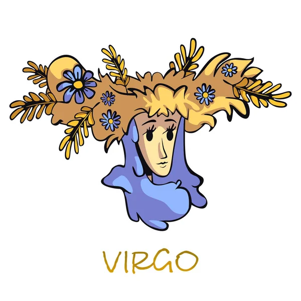 Virgo Signo Del Zodiaco Ilustración Vector Dibujos Animados Plana Mujer — Vector de stock