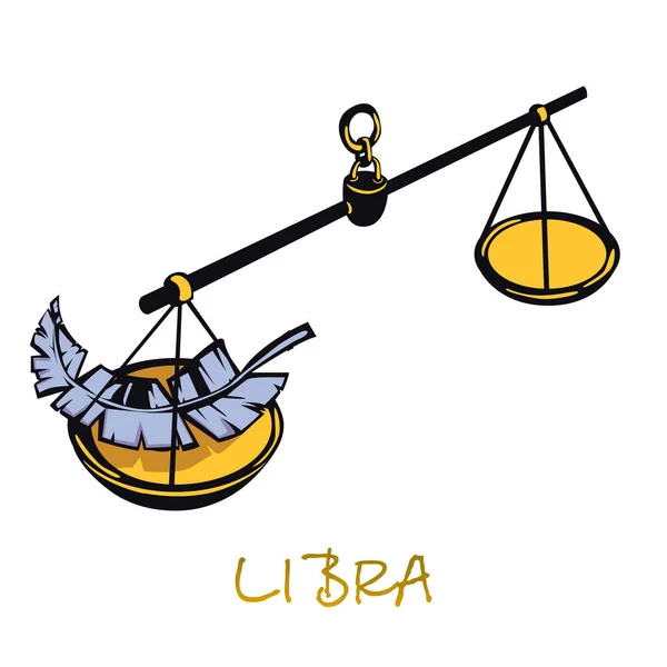 Libra Zodiac Tecken Platt Tecknad Vektor Illustration Den Himmelska Rättvisans — Stock vektor