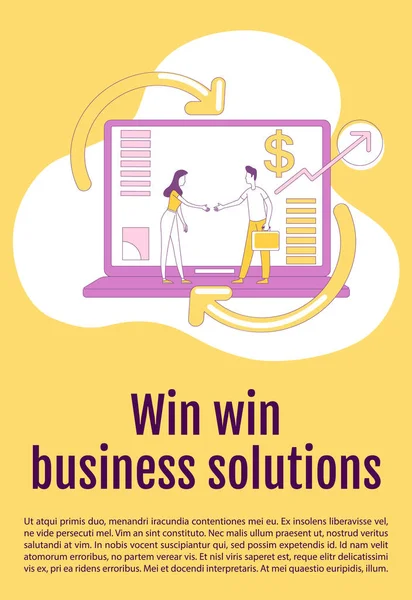 Win Win Business Solution Poster Flat Silhouette Vector Template Affiliate — Stock Vector
