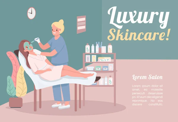 Luxus Hautpflege Banner Flache Vektorschablone Broschüre Plakatentwurf Mit Comicfiguren Premium — Stockvektor