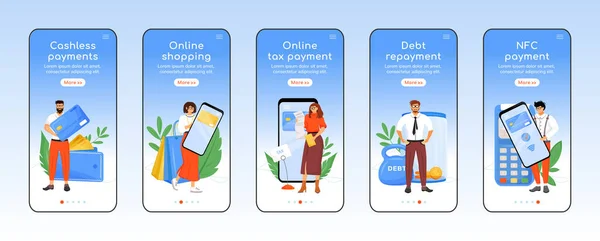 Sistema Pagamento Imposto Moderno Onboarding Modelo Vetor Plano Tela Aplicativo — Vetor de Stock