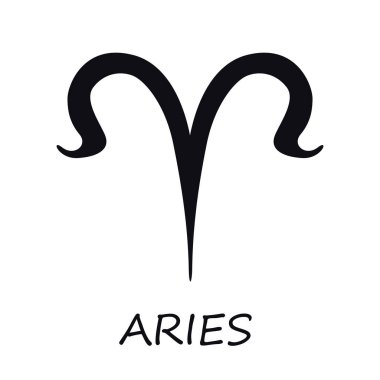 Koç burcu işareti siyah vektör çizimi. Göksel koç esrarengiz ateş silueti sembolü. Astrolojik takımyıldız. Yıldız falı ay tahmin elementi. İzole edilmiş kabartma simgesi