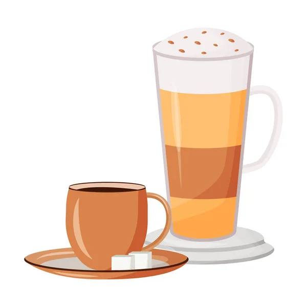 Kaffee Cartoon Vektor Illustration Geschichtetes Koffeingetränk Caramel Macchiato Mit Schlagsahne — Stockvektor