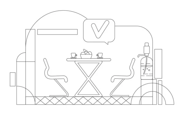 Caffetteria Aziendale Delineare Illustrazione Vettoriale Composizione Del Contorno Della Zona — Vettoriale Stock