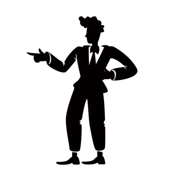 Beau Mec Flirtant Amusant Illustration Vectorielle Silhouette Noire Homme Confiant — Image vectorielle