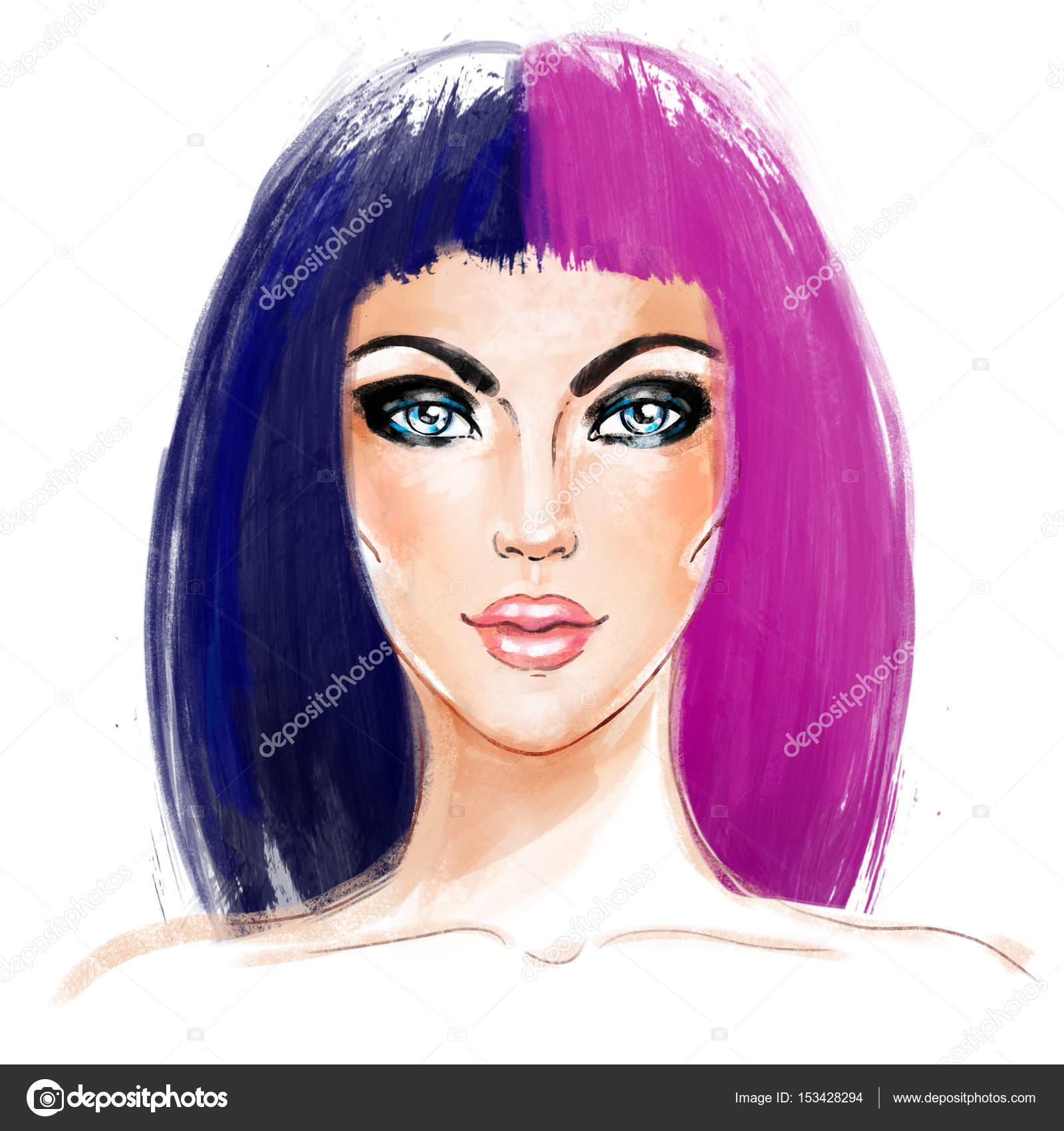 Split Dyed Hair Trend Woman Face Half Dyed Hair Style Trend Stock Photo By C Vgorbash Split Dyed Hair Trend Woman Face Half Dyed Hair Style Trend Stock Photo By C Vgorbash