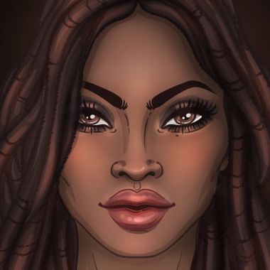 Afro-Amerikan güzel kız. Siyah kadın raster çizimi