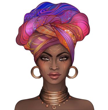 African American pretty girl. Raster Illustration of Black Woman clipart