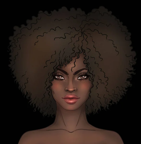 Una chica bonita afroamericana. Raster Ilustración de la mujer negra —  Fotos de Stock