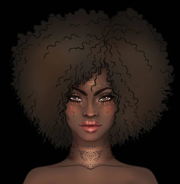 Jolie afro-américaine. Illustration raster de femme noire — Photo