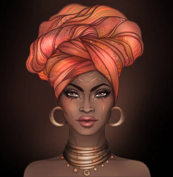 Afro-Amerikan güzel kız. Siyah kadın raster çizimi