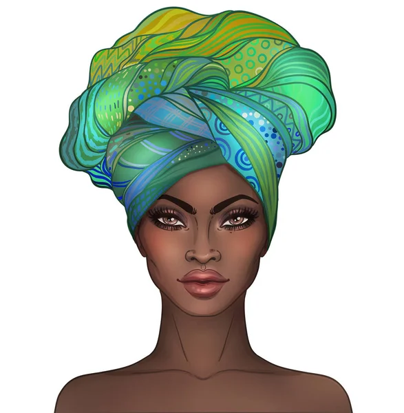 非裔美国人的漂亮女孩。黑人妇女的光栅插图 — 图库照片