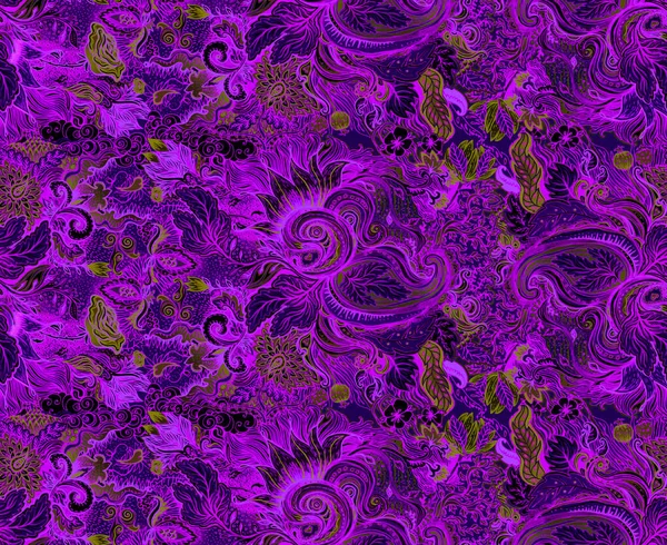 Pattern with beautiful ornate flowers. Linear painting, tropical — Stock Photo, Image