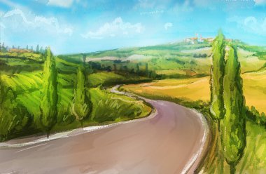 Tuscany: Kırsal peyzaj alanları ve tepeler. 