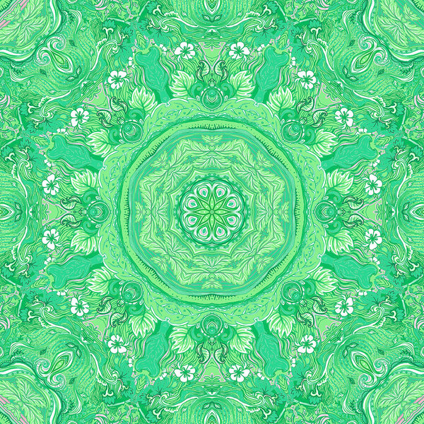 Детальный дизайн цветочного шелкового шарфа. Круглый орнамент
. 