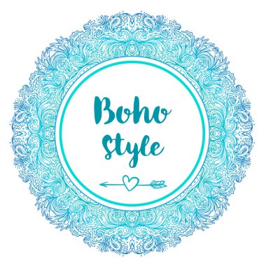 Dekoratif Hint yuvarlak dantel çerçeve mandala tarzı. Vintage vec