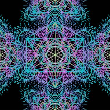 Mandala seamless modeli kutsal geometri sembollerini. Vintage Aralık