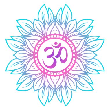 Mandala ile Diwali Om sembolü. Yuvarlak model. Vintage tarzı Aralık