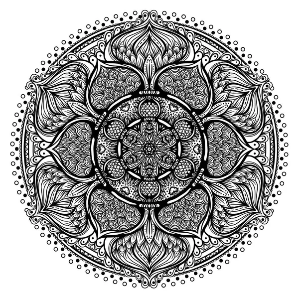 Mandala décoratif vectoriel inspiré de l'art ethnique, à motifs indiens — Image vectorielle