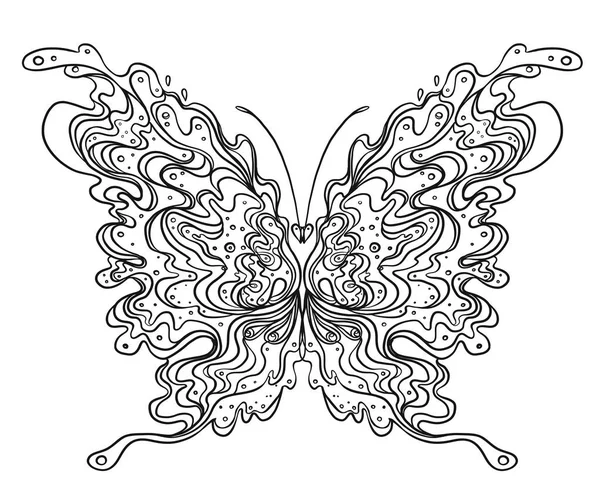 Handgezeichneter Schmetterling-Zentangle für T-Shirt-Design oder Tätowierung. col — Stockvektor