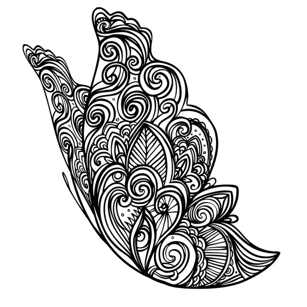Zentangle borboleta desenhada à mão para design de t-shirt ou tatuagem. Col. — Vetor de Stock